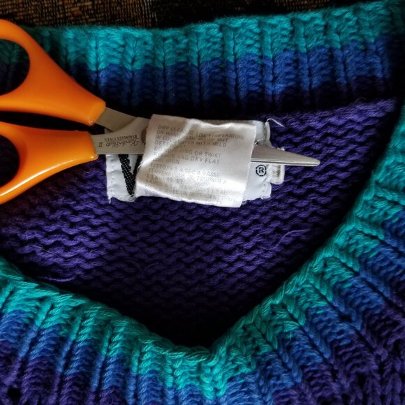 Rare, vintage 80s, 3-D, thick cotton, handmade sweater, M, flowers/geometric - Picture 9 of 11